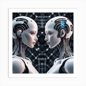 Two Robots Facing Each Other Art Print