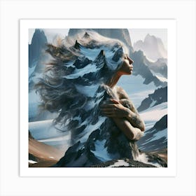 Girl In The Mountains Art Print