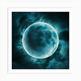 The Blue Moon Light Photo Illustration 3d Ren (2) Art Print