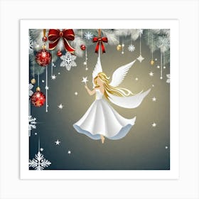 Angel Christmas Wallpaper 3 Art Print