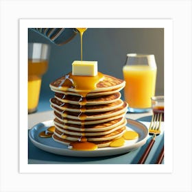 A Delicious Breakfast Of Fluffy Pancakes Art Print