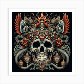 Asian Skull Art Print