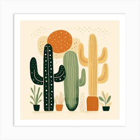 Rizwanakhan Simple Abstract Cactus Non Uniform Shapes Petrol 74 Art Print