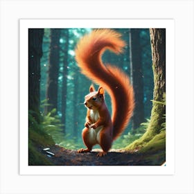 Red Squirrel In The Forest 54 Art Print