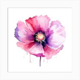 Watercolor Poppy Flower Art Print