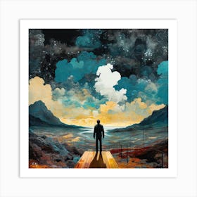 Man Standing On A Bridge Art Print