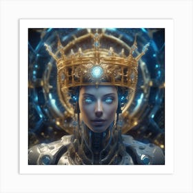 Futuristic Woman With Crown Art Print