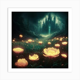 A Captivating Dark Fantasy Painting That Masterfully Combines The Charming Pixel Art Style With The Mesmerizing Glow Of Bioluminescent Creatures Poster