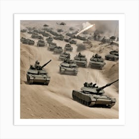 Russian Tanks In The Desert Art Print