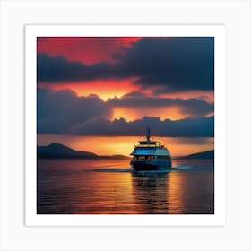 Sunset On A Ferry Art Print