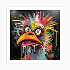 Abstract Crazy Whimsical Rooster 2 Art Print