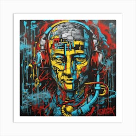 Andy Getty, Pt X, In The Style Of Lowbrow Art, Technopunk, Vibrant Graffiti Art, Stark And Unfiltere (6) Art Print