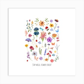 Stay Wild, Spring Flowers WallArt Art Print