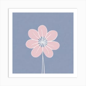 A White And Pink Flower In Minimalist Style Square Composition 239 Art Print