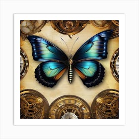 Butterfly With Clocks Art Print