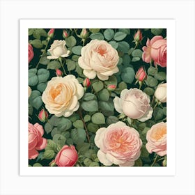 Default Vintage Summer Botanical Roses Garden Art Print 2 Art Print