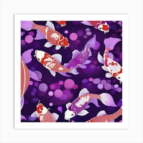 Koi Fish Seamless Pattern Art Print