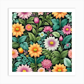 Floral Seamless Pattern 10 Art Print