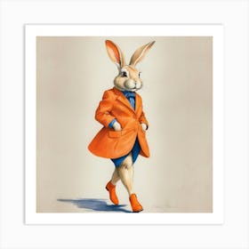 Rabbit In Orange Suit 1 Art Print