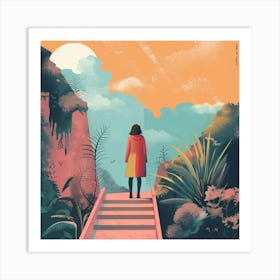 Woman Walking Down A Path Art Print