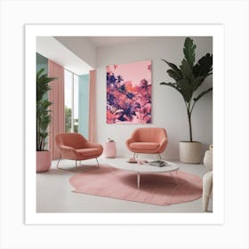 Pink Living Room Art Print