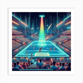 8-bit futuristic sports stadium Art Print