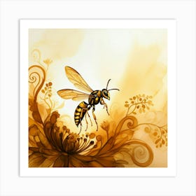 Wasp On A Flower Art Print