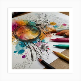 Watercolor Pencils Art Print