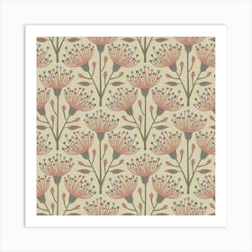 AUSTRALIAN EUCALYPTUS Floral in Earthy Soft Neutral Naturals on Beige Art Print