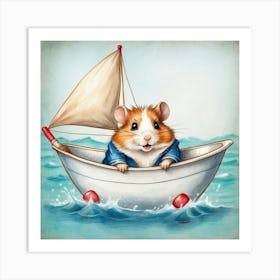 Hamster In A Boat Art Print