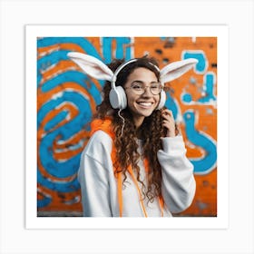 448916 Female Programmer With A Big Smile, White Rabbit E Xl 1024 V1 0 1 Art Print