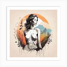 Woman In The Forest Art Print