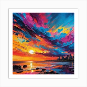 Sunset At The Beach 145 Art Print