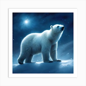 An Arctic Night, Polar Bear Art Print