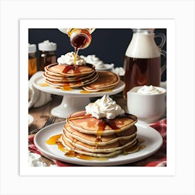 Maple Syrup Pouring Over Pancakes Art Print