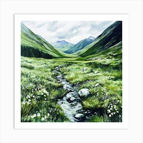 Stream In The Mountains Art Art Print