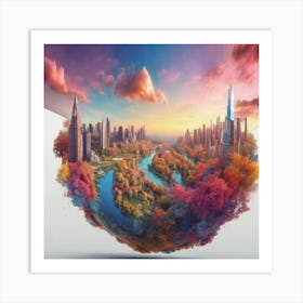 Colorful Autumn Cityscape Art Print