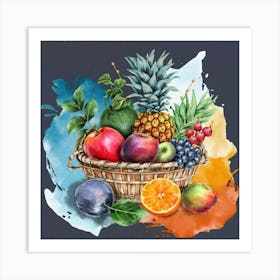 A basket full of fresh and delicious fruits and vegetables 8 Art Print