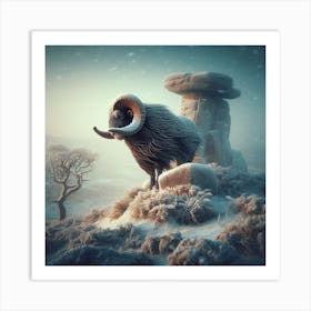 Ram In The Snow 6 Art Print