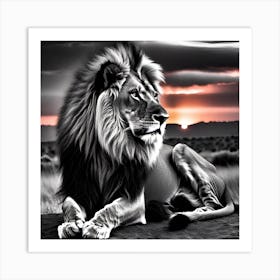 Lion In The Sunset 2 Art Print