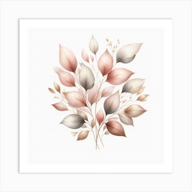 Watercolor Leaves On A White Background 2 Art Print