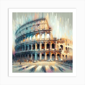 Brush Painting Colosseum In Italy 2 Art Print