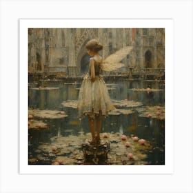 Fairy On Lily Pads Art Print