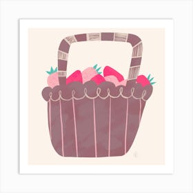 Strawberry Basket Square Art Print