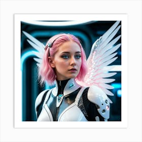 Futuristic Girl With Wings 13 Art Print