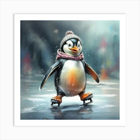 Penguin Skating 4 Art Print