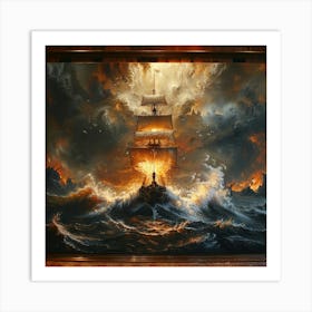 Ship In The Storm Art Print