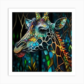 Stained Glass Giraffe Art Print