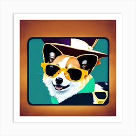 Corgi In Sunglasses 41 Art Print