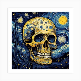 Starry Night Skull Art Print